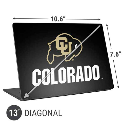 University of Colorado CU Logo on Black Universal Laptop 13in (10.6 x 7.6in) Skin